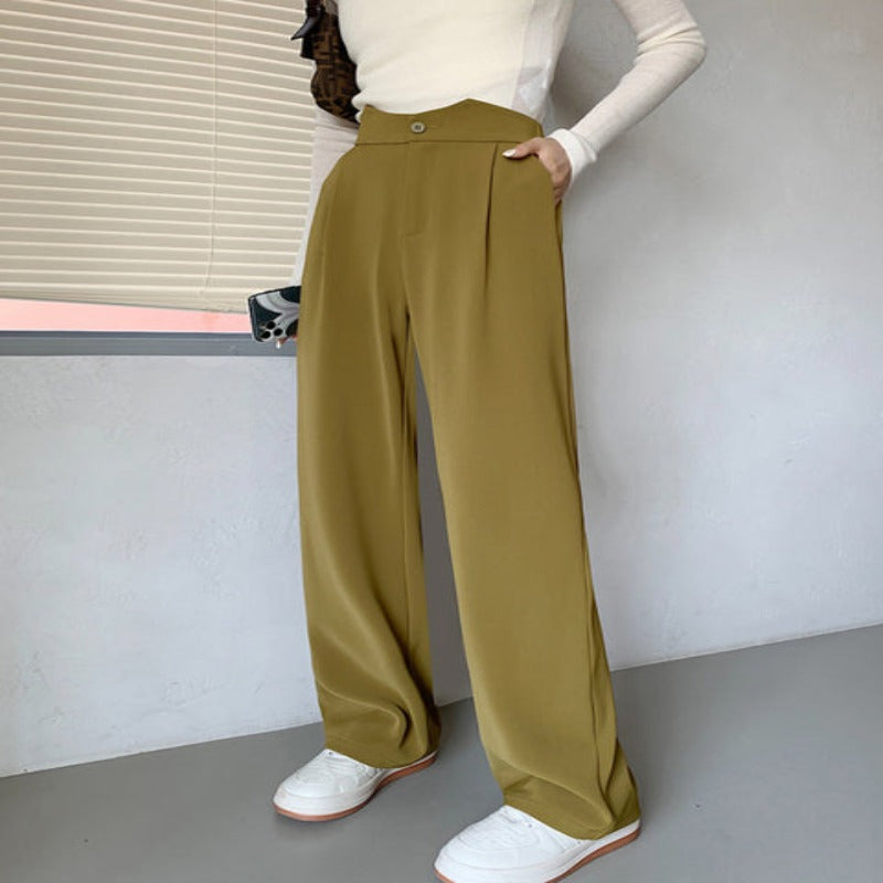 Casual Wide Leg Loose Fit High Waist Pants For Women-Legletic