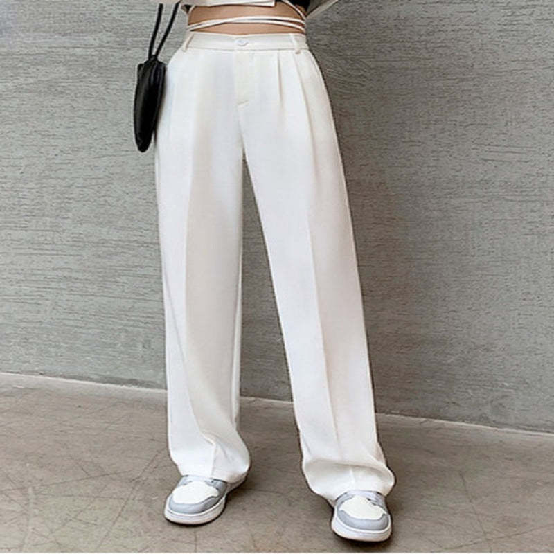 Casual High Waist Loose Fit Wide Leg Pants For Female-Legletic