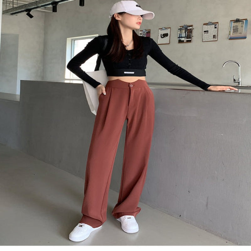 Casual Wide Leg Loose Fit High Waist Pants For Women-Legletic
