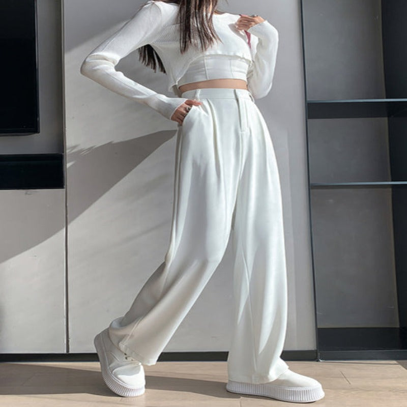 Casual High Waist Loose Fit Wide Leg Pants For Women-Legletic