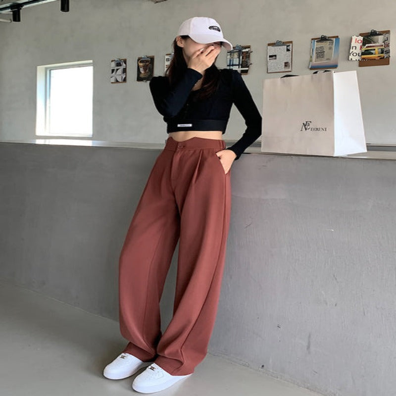 Casual Wide Leg Loose Fit High Waist Pants For Women-Legletic