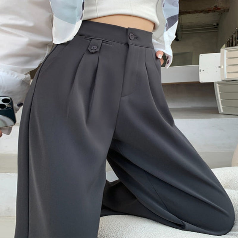 Casual Loose Fit High Waist Wide Leg Pants For Females-Legletic