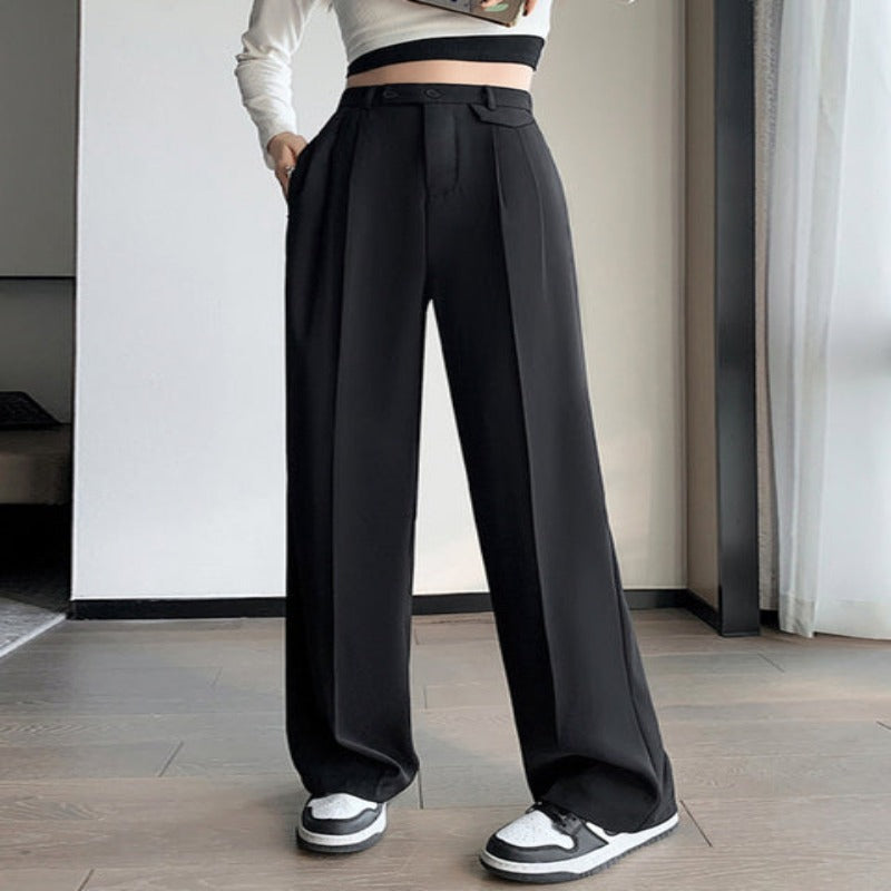 Casual High Waist Loose Fit Wide Leg Pants For Female-Legletic