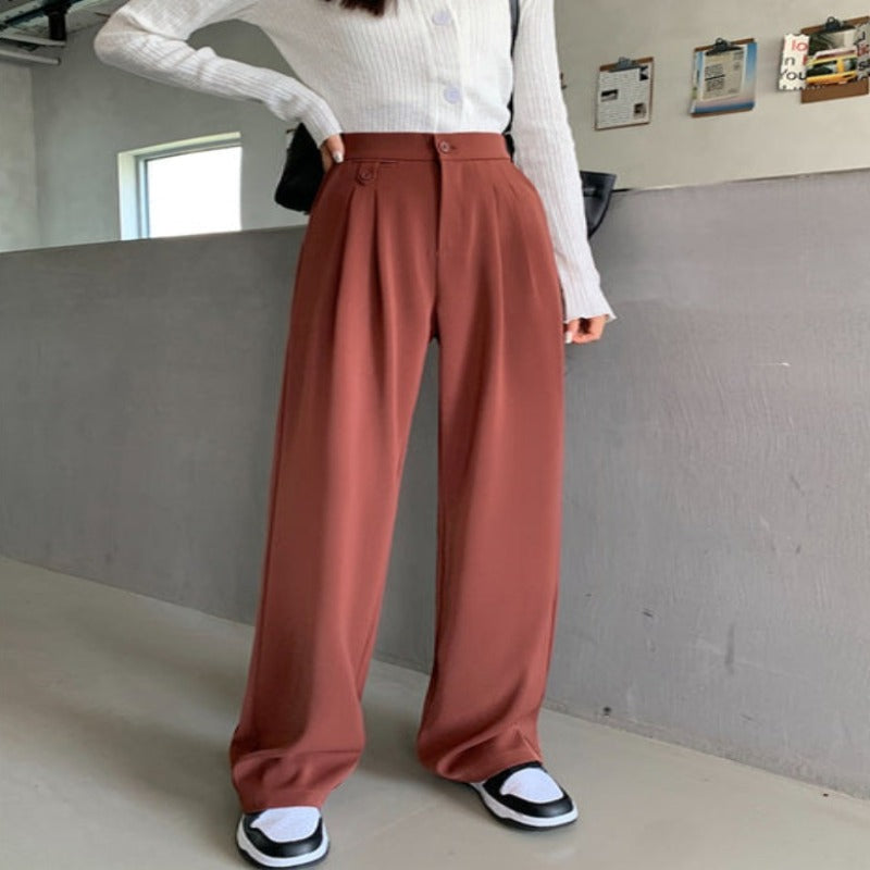 Casual Loose Fit High Waist Wide Leg Pants For Females-Legletic