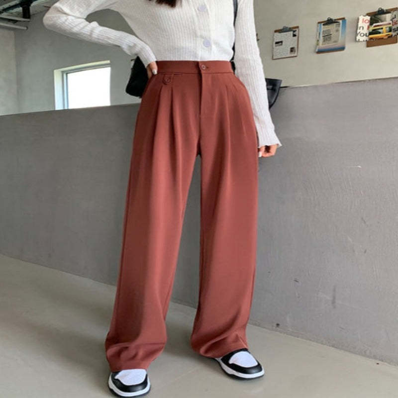 Casual Loose Fit High Waist Wide Leg Pants For Females-Legletic