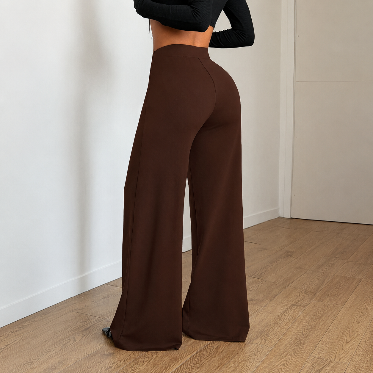 Stretchable Casual Pants With Elastic Waist Pockets For Women