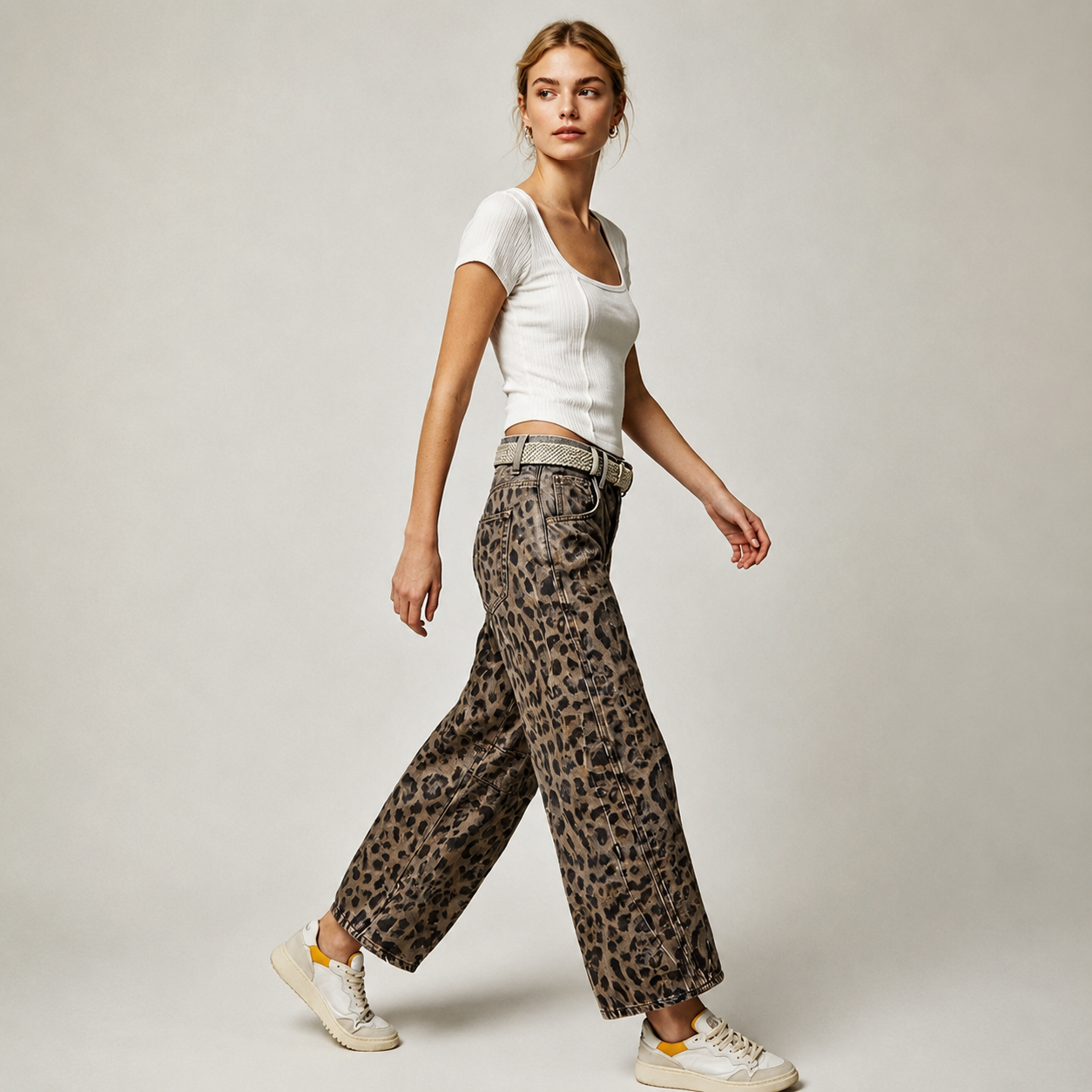 High Rise Loose Barrel Jeans With Dart Detail For Women