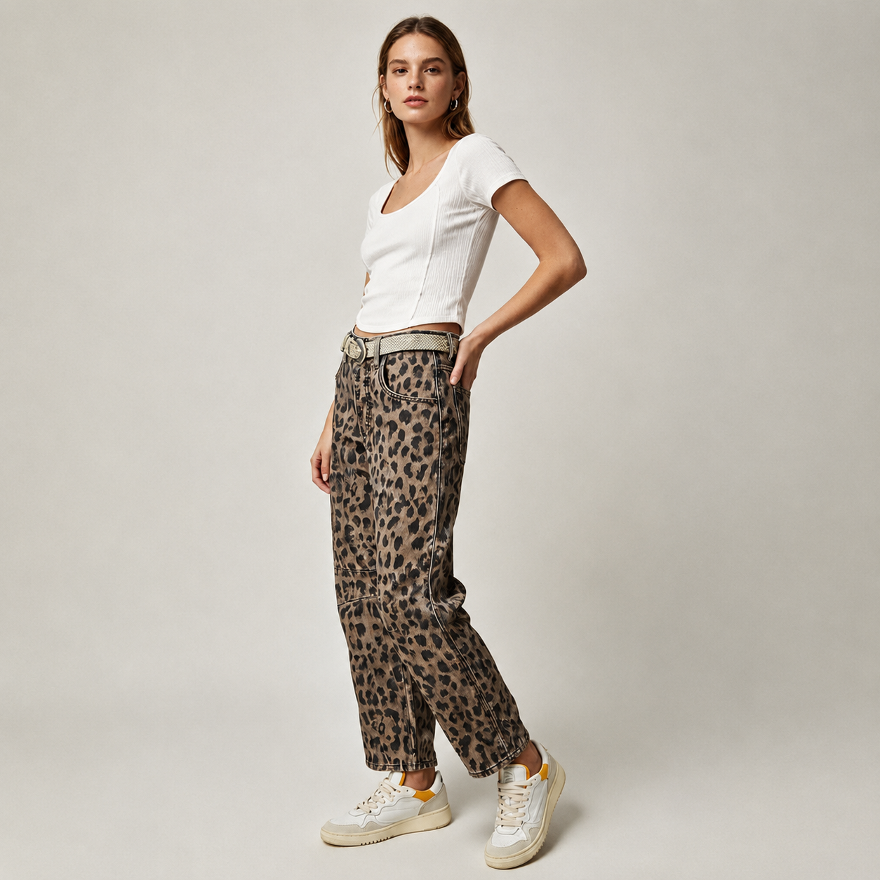 High Rise Loose Barrel Jeans With Dart Detail For Women