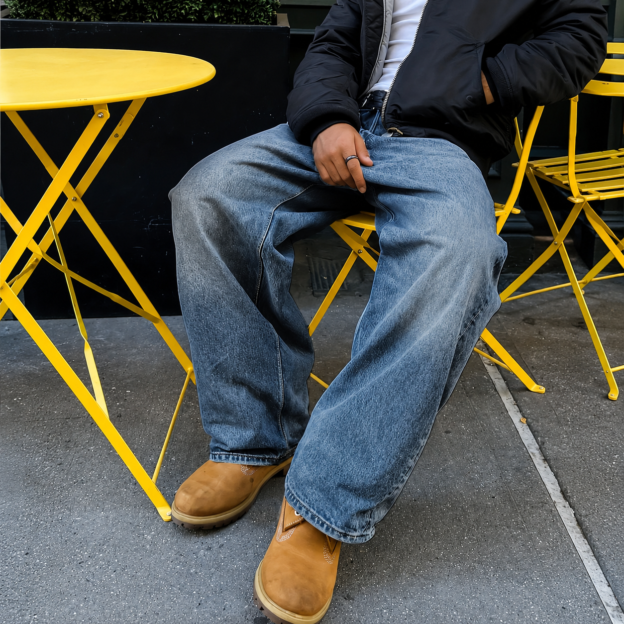 Versatile Loose Vintage Themed Denim Jeans For Men