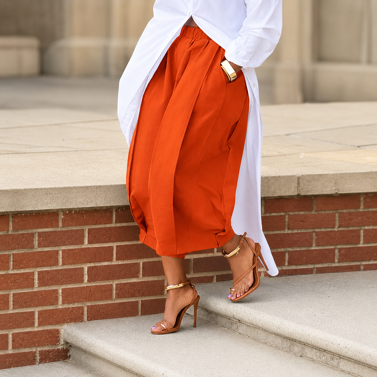 High Rise Pleated Culottes For Casual Streetwear Women