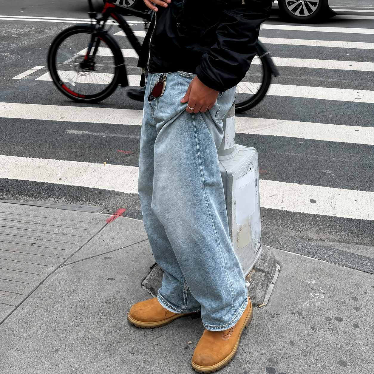 Versatile Loose Vintage Themed Denim Jeans For Men