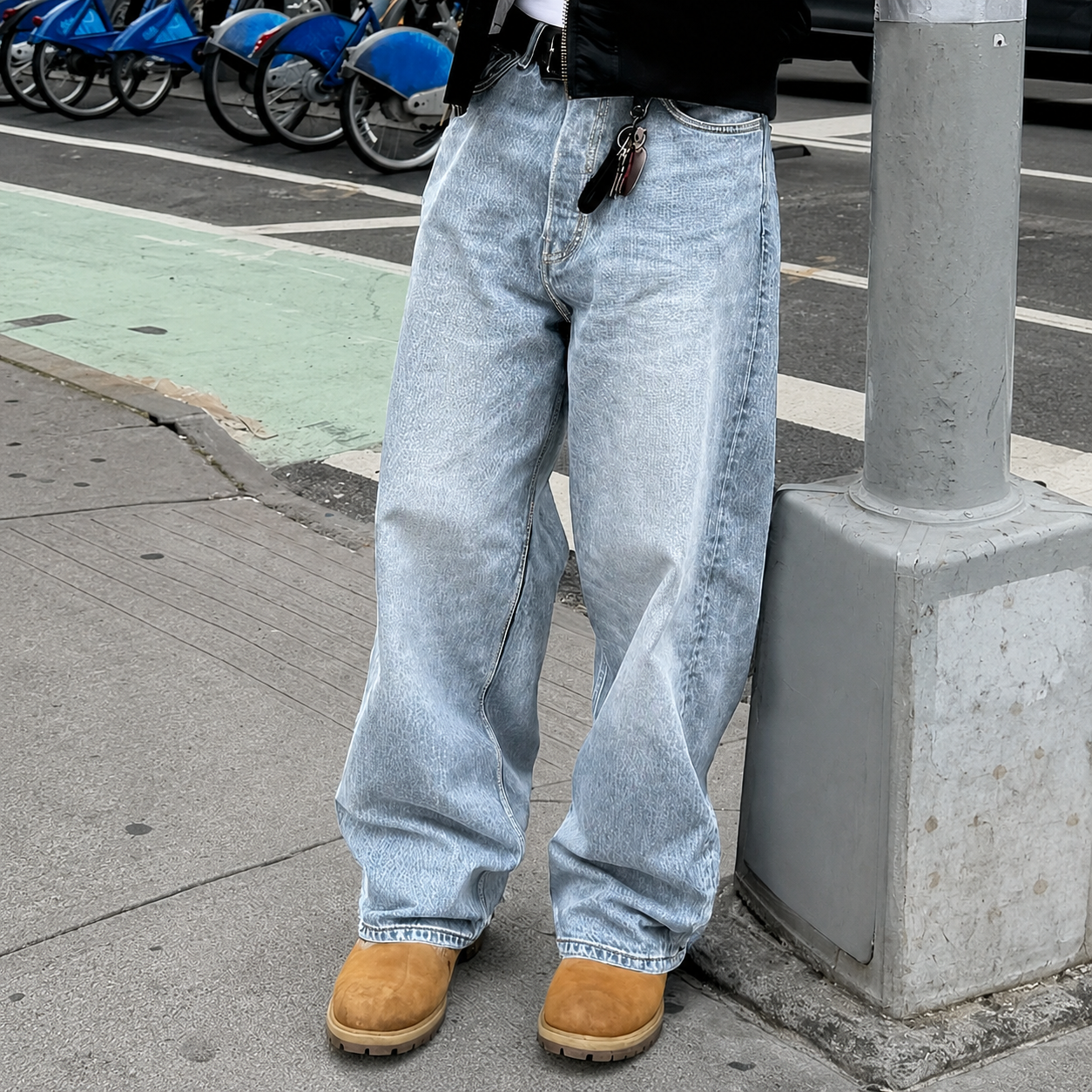Versatile Loose Vintage Themed Denim Jeans For Men