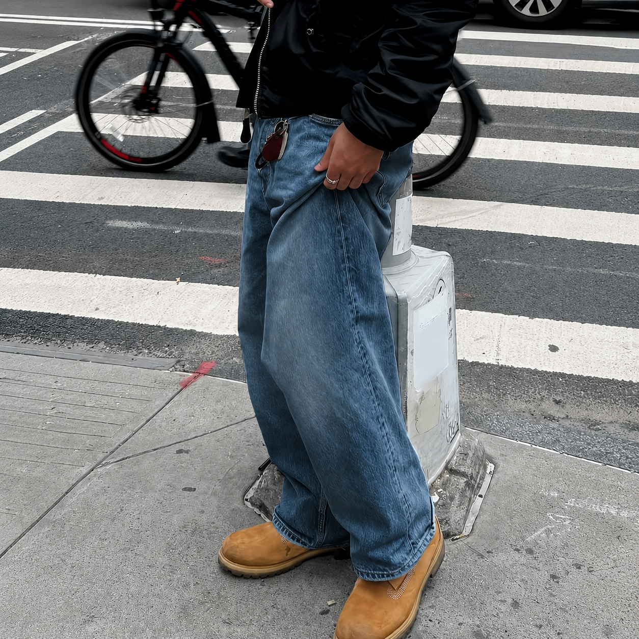 Versatile Loose Vintage Themed Denim Jeans For Men