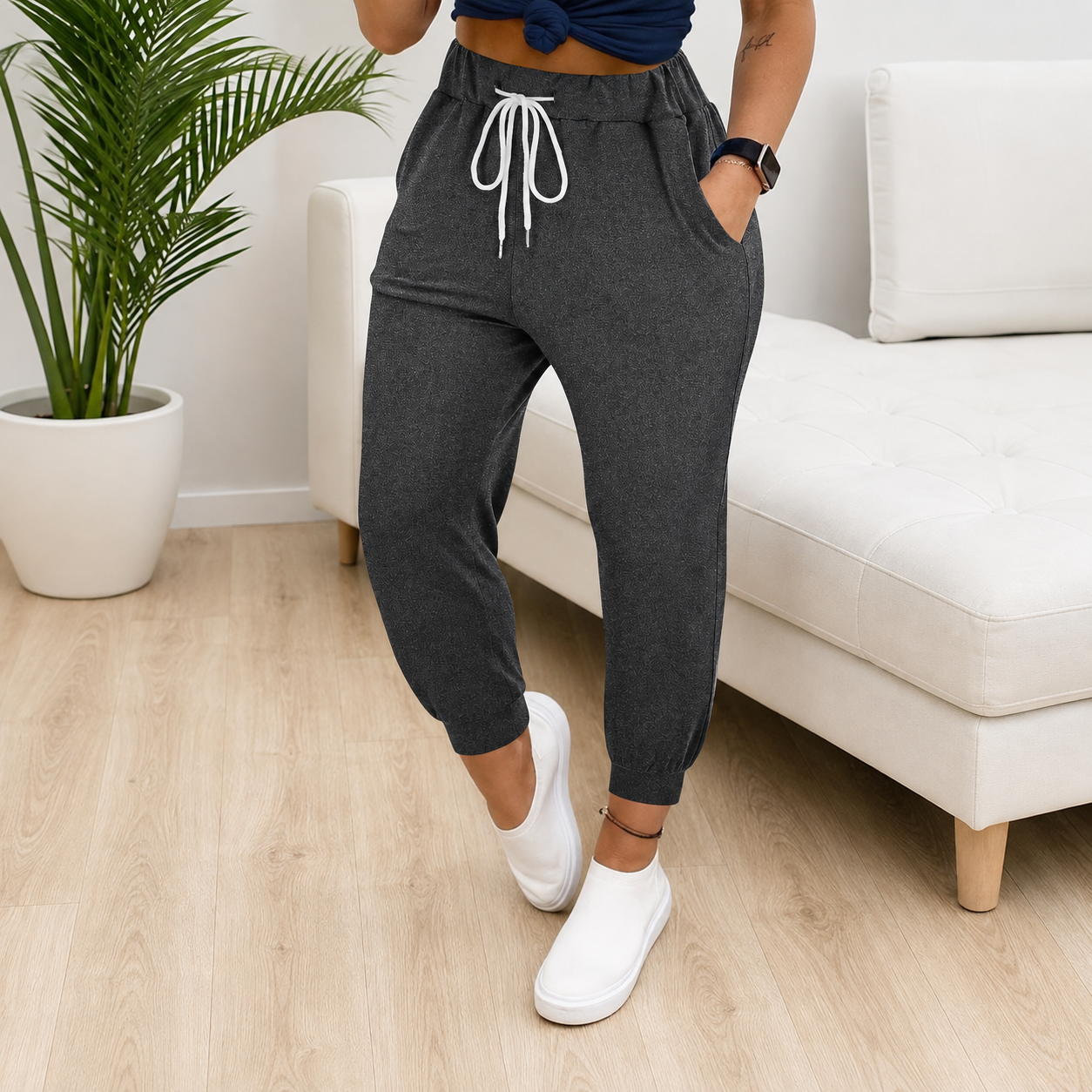 Casual Tapered Pants With Drawstring For Women