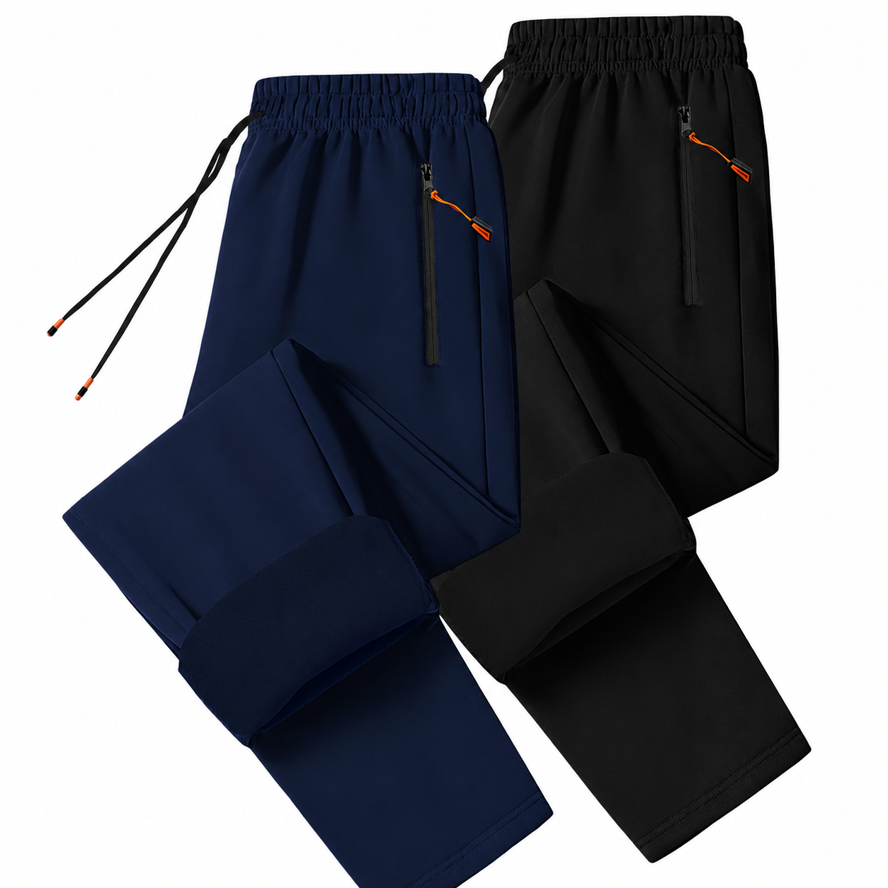 2 Pieces Warm Track Pants With Zipper Pockets For Men