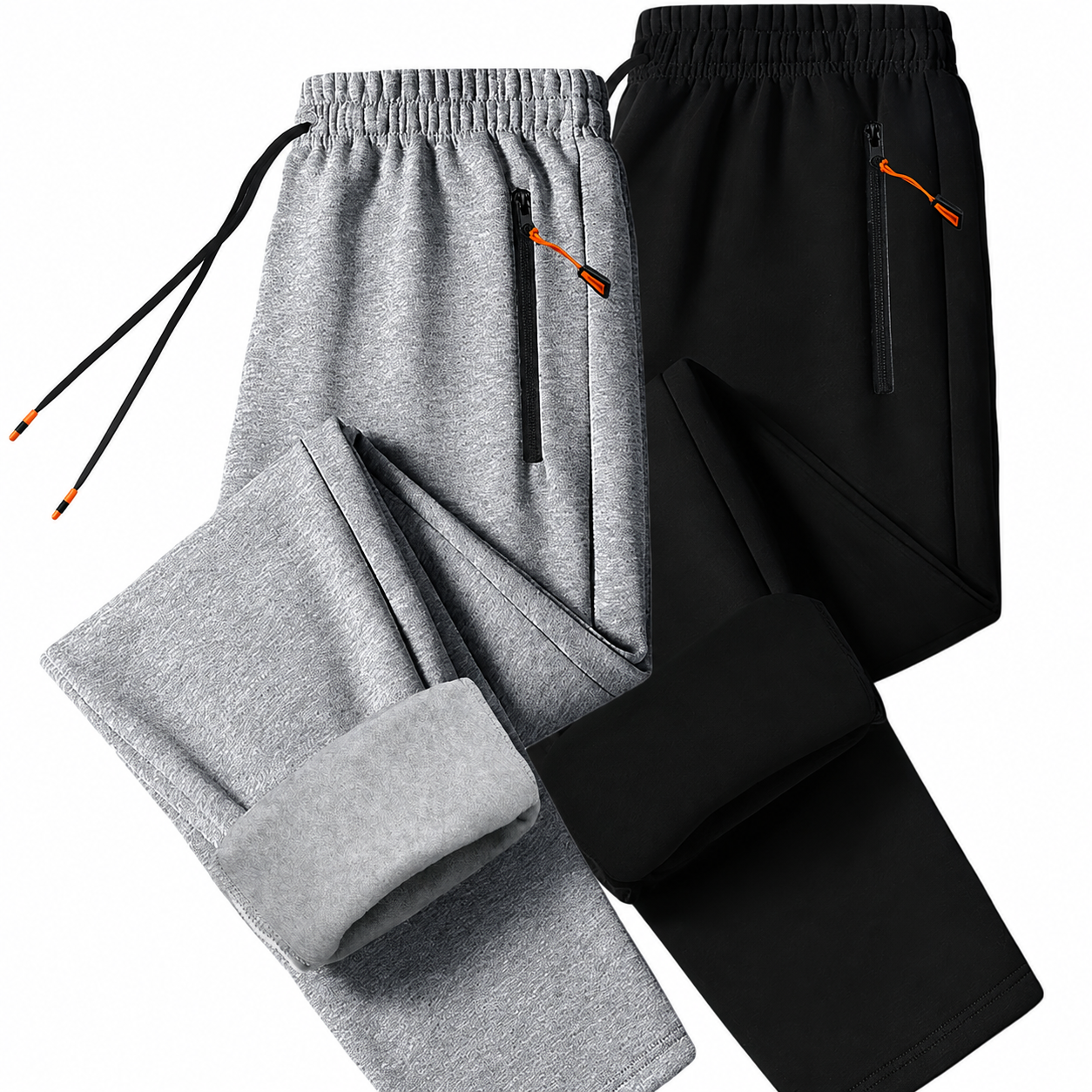 2 Pieces Warm Track Pants With Zipper Pockets For Men