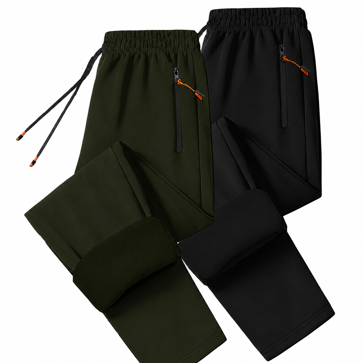 2 Pieces Warm Track Pants With Zipper Pockets For Men