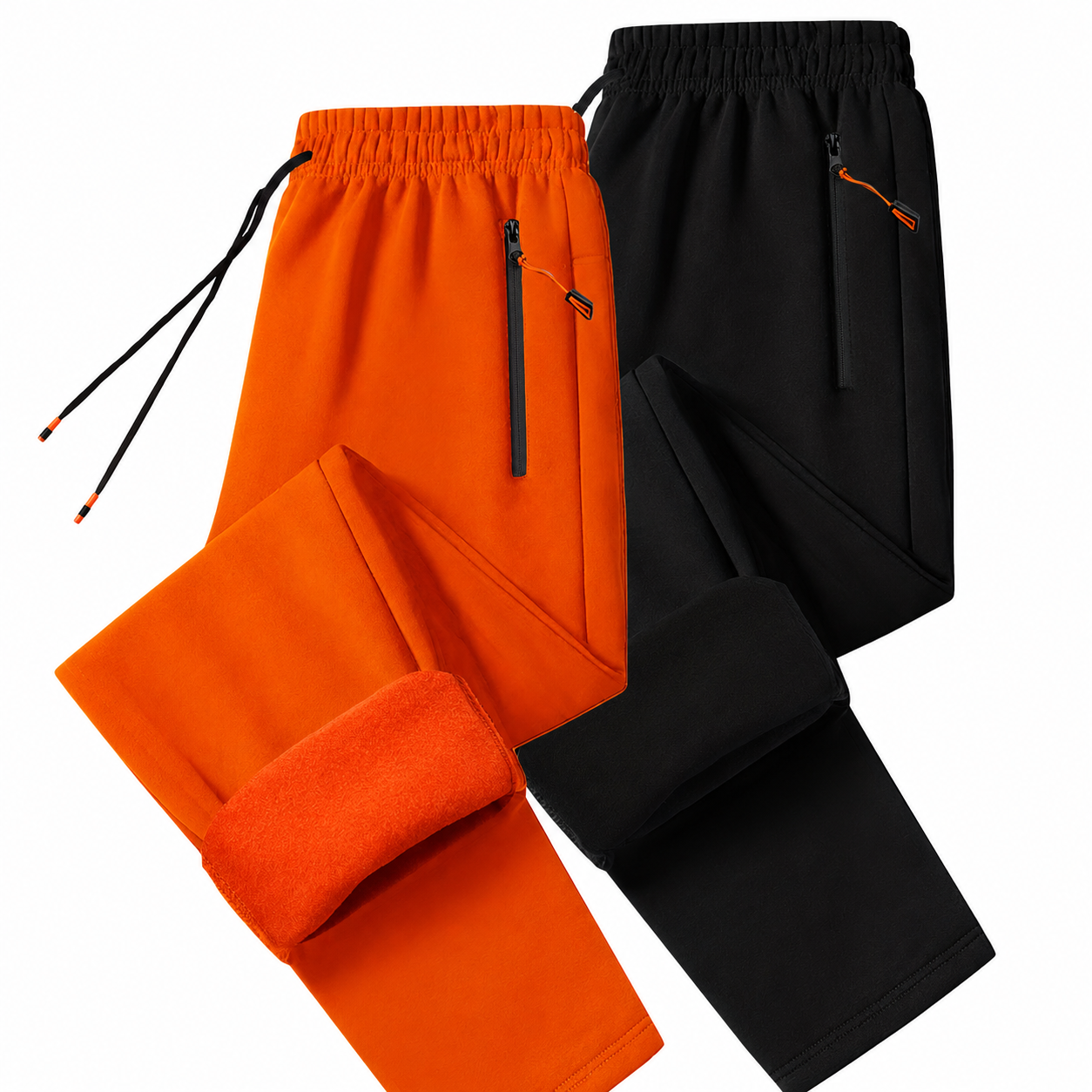 2 Pieces Warm Track Pants With Zipper Pockets For Men