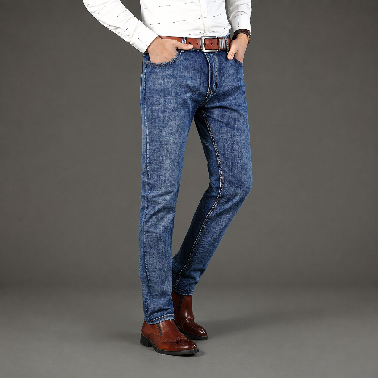 Comfortable Straight Length Denim Jeans For Men
