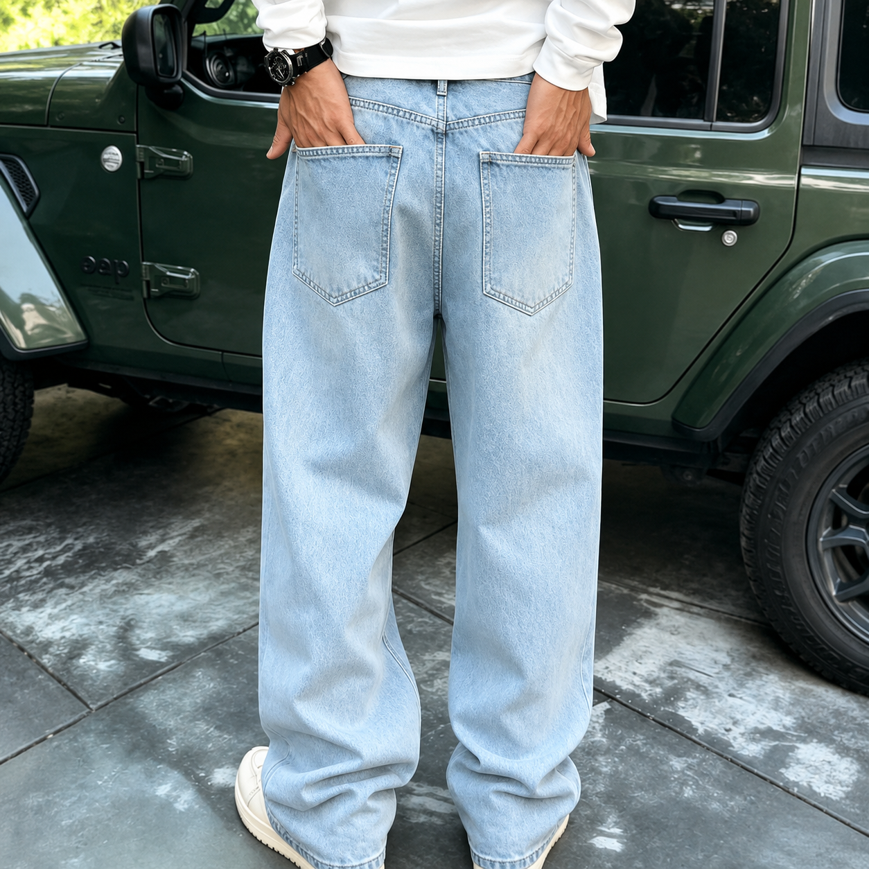 Casual Loose Fit Street Style Denim Jeans For Men