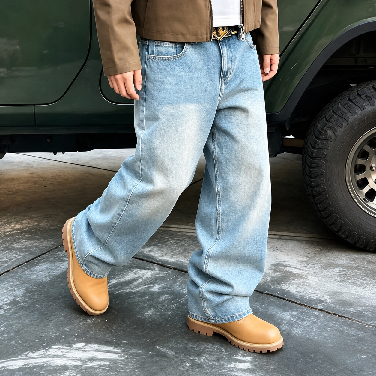 Casual Loose Fit Street Style Denim Jeans For Men