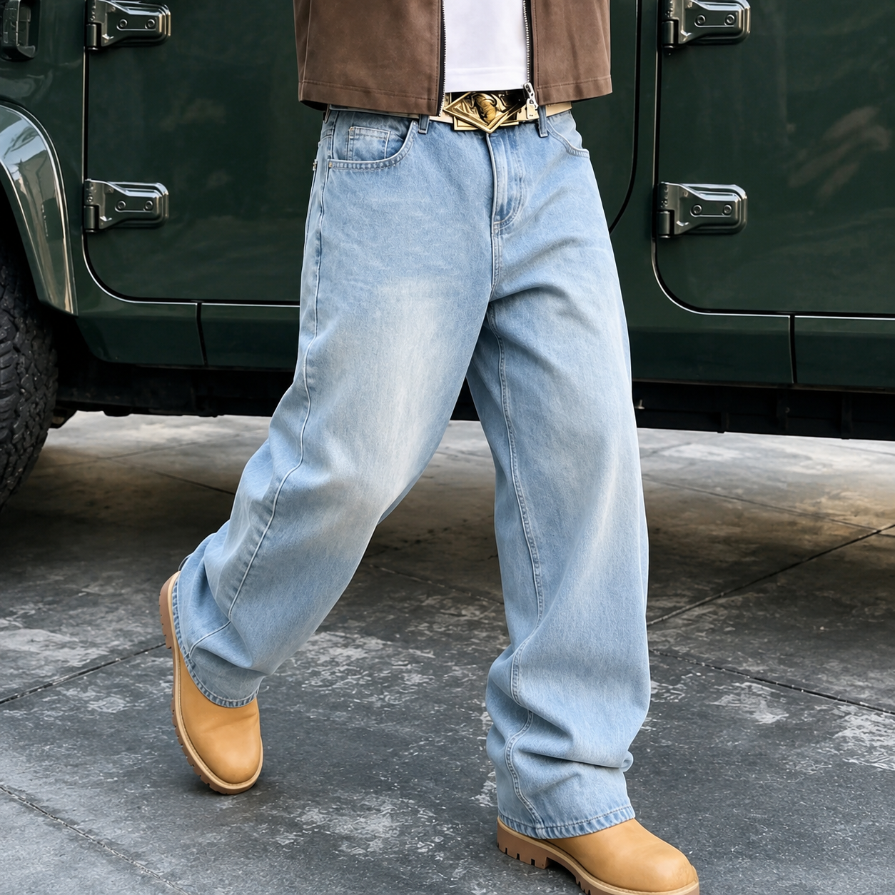 Casual Loose Fit Street Style Denim Jeans For Men