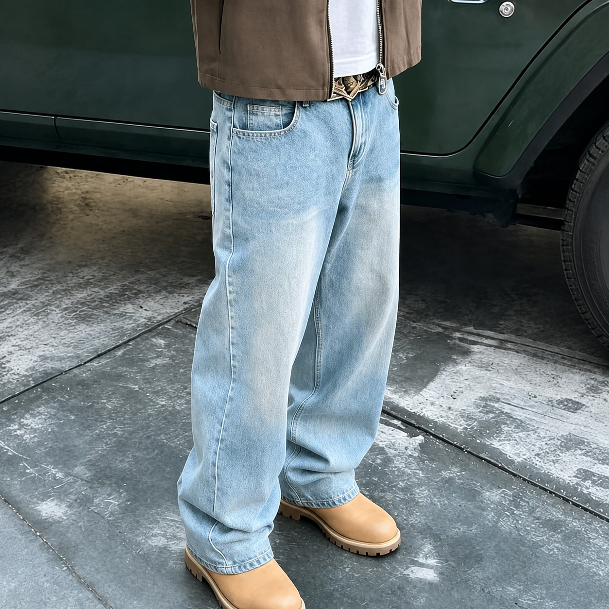 Casual Loose Fit Street Style Denim Jeans For Men