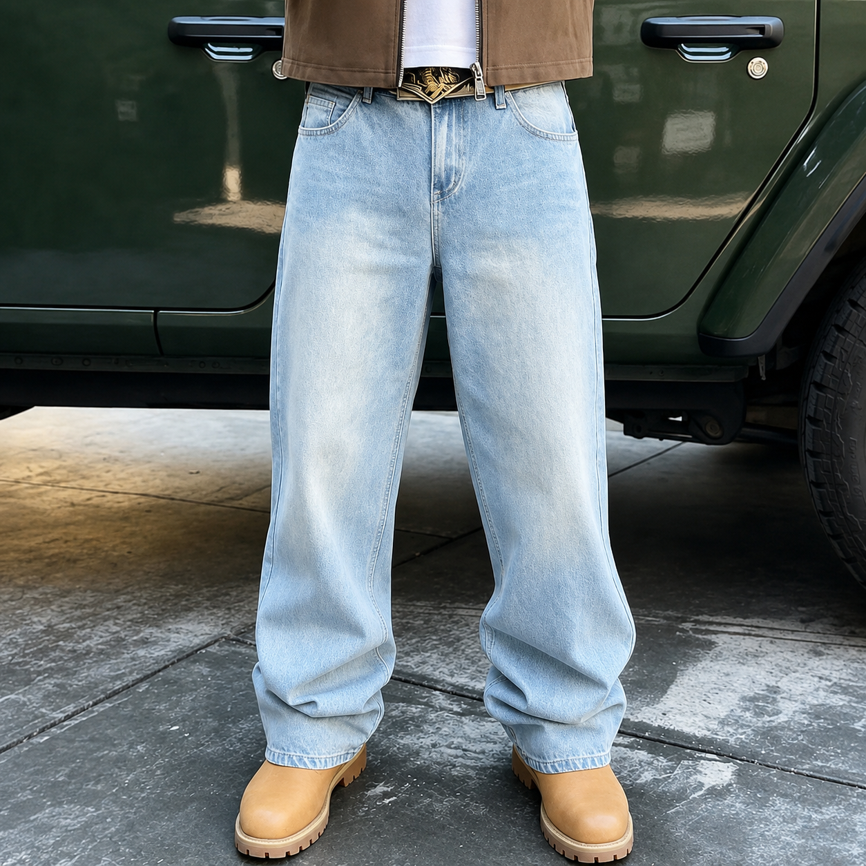 Casual Loose Fit Street Style Denim Jeans For Men