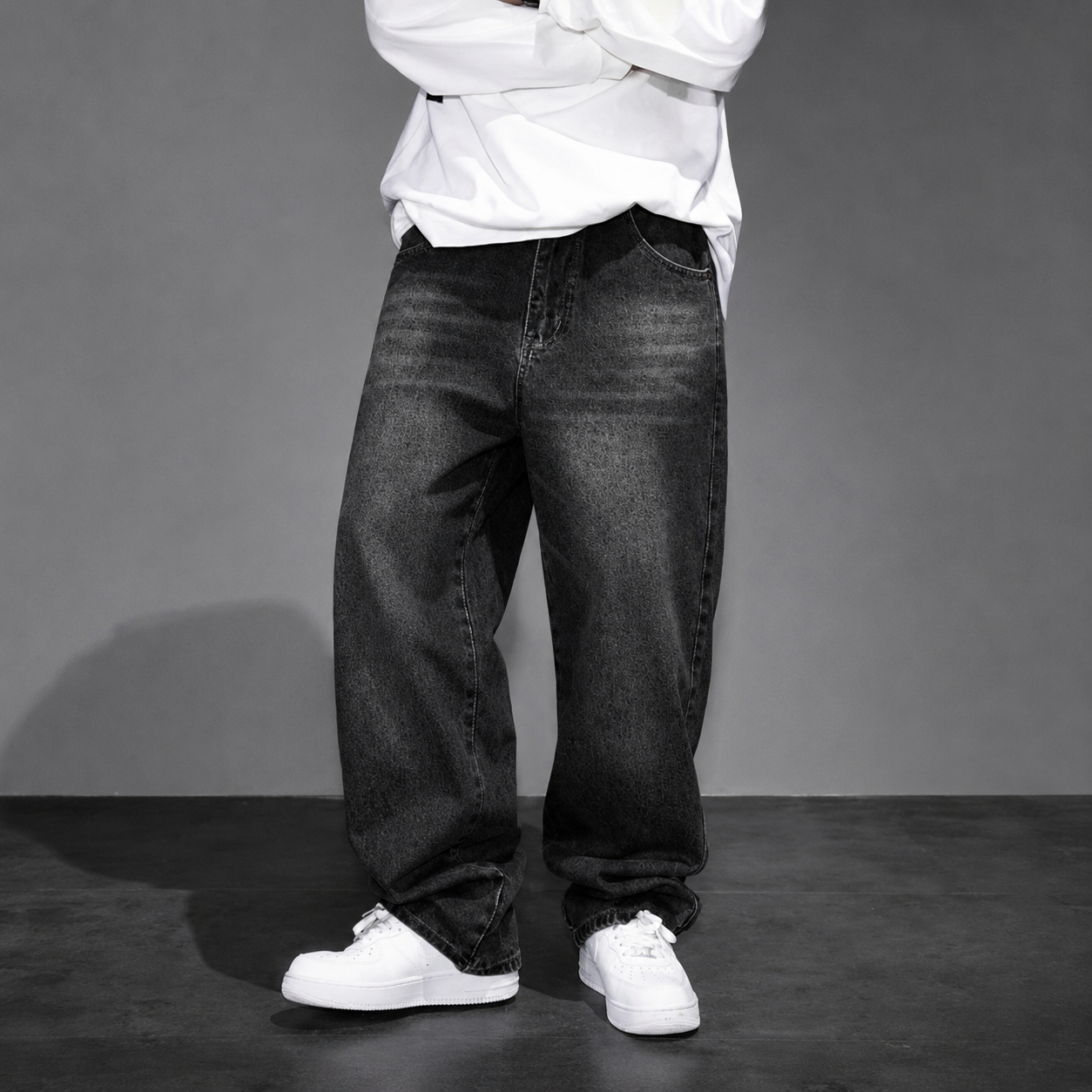 Casual Loose Fit Street Style Denim Jeans For Men