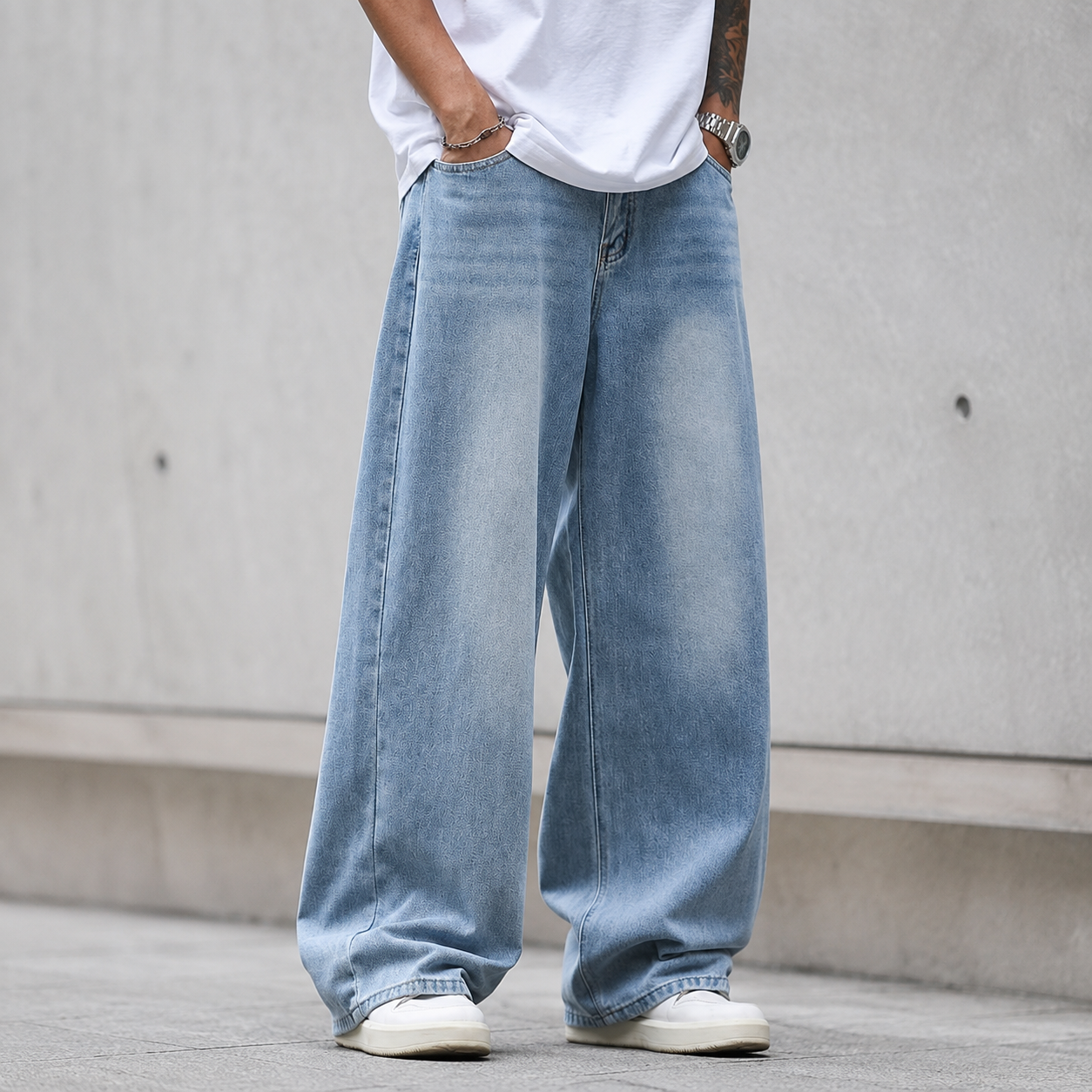 Casual Loose Fit Street Style Denim Jeans For Men