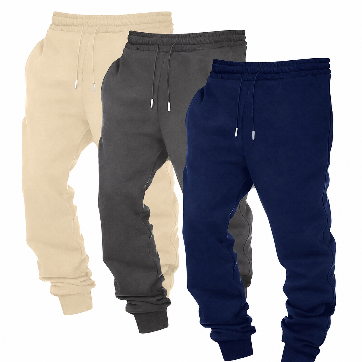 Solid Colored Drawstring Jogger Pants For Men