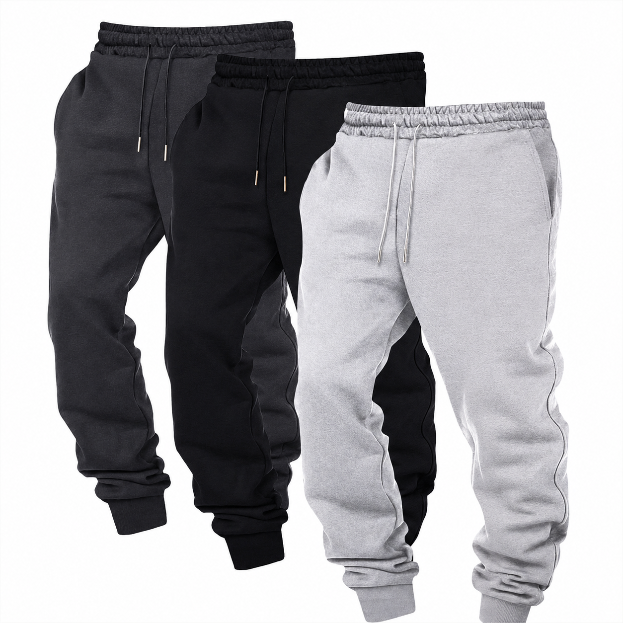 Solid Colored Drawstring Jogger Pants For Men