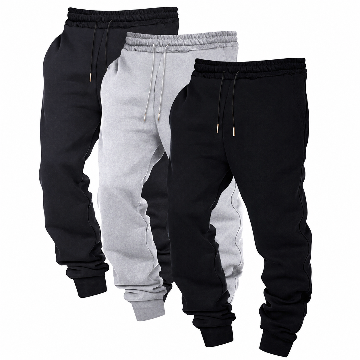 Solid Colored Drawstring Jogger Pants For Men
