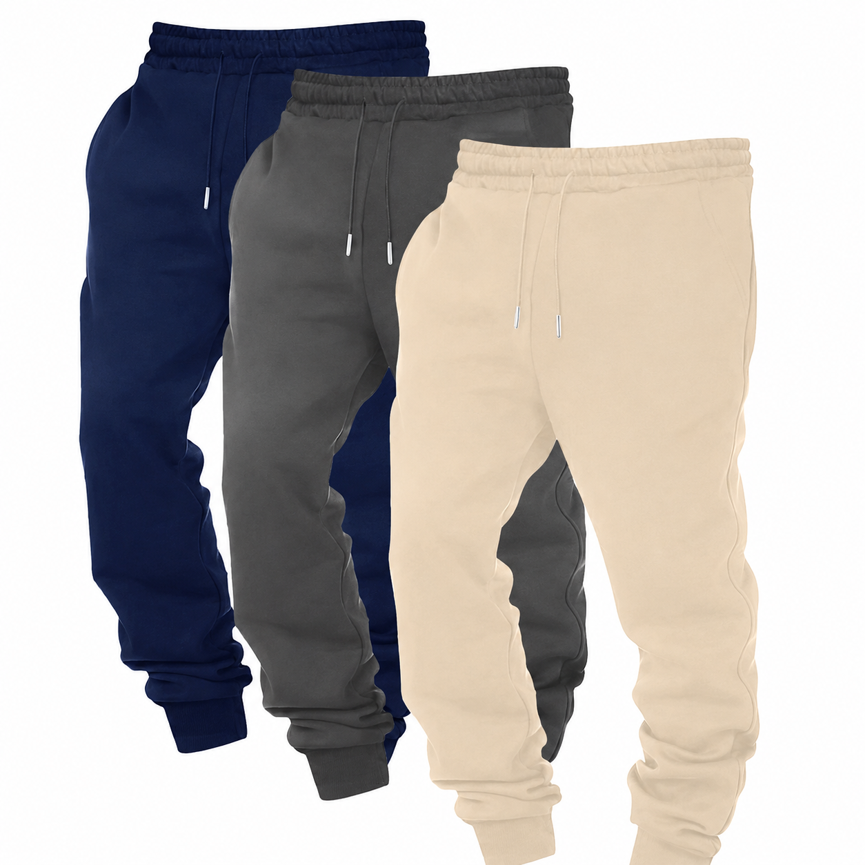 Solid Colored Drawstring Jogger Pants For Men