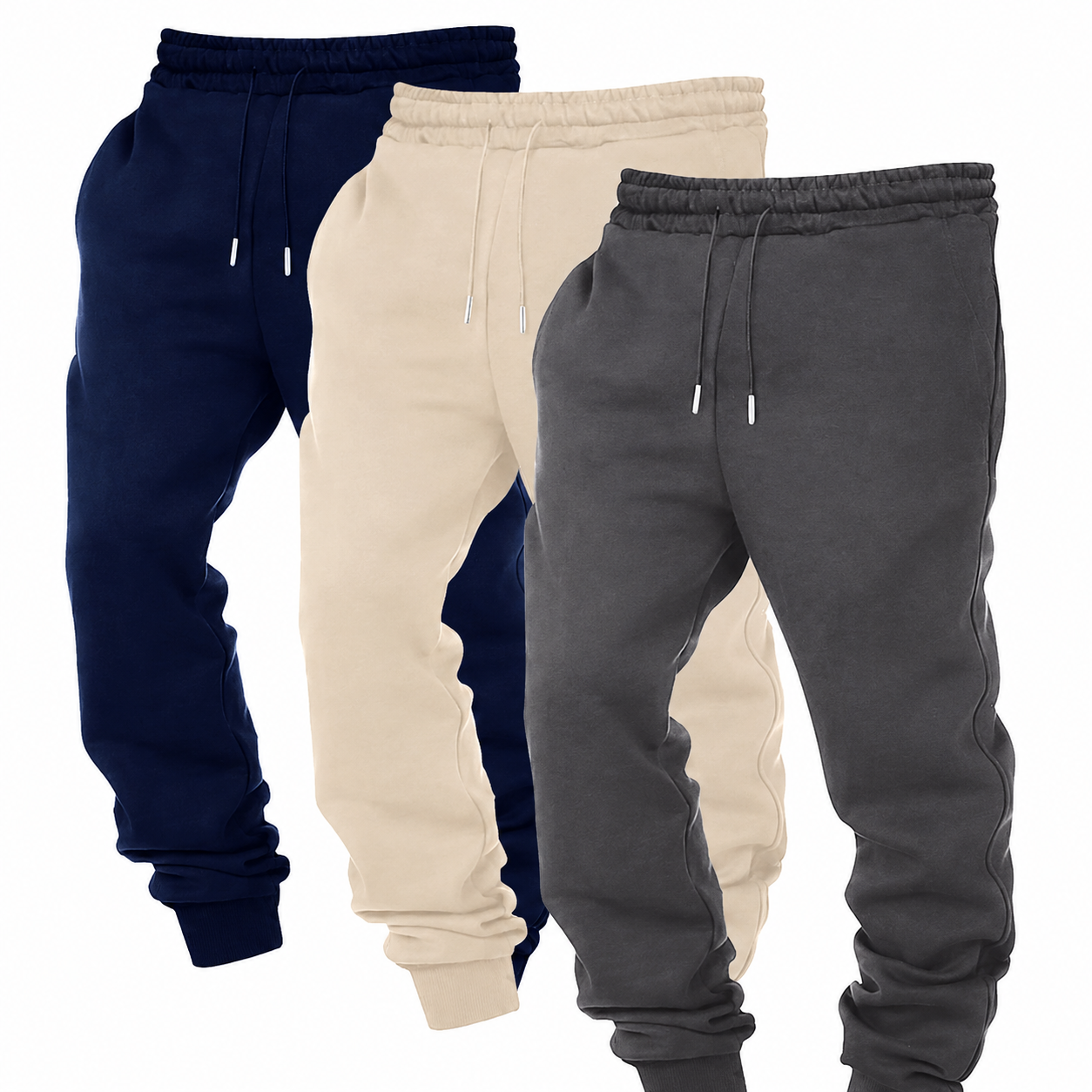 Solid Colored Drawstring Jogger Pants For Men