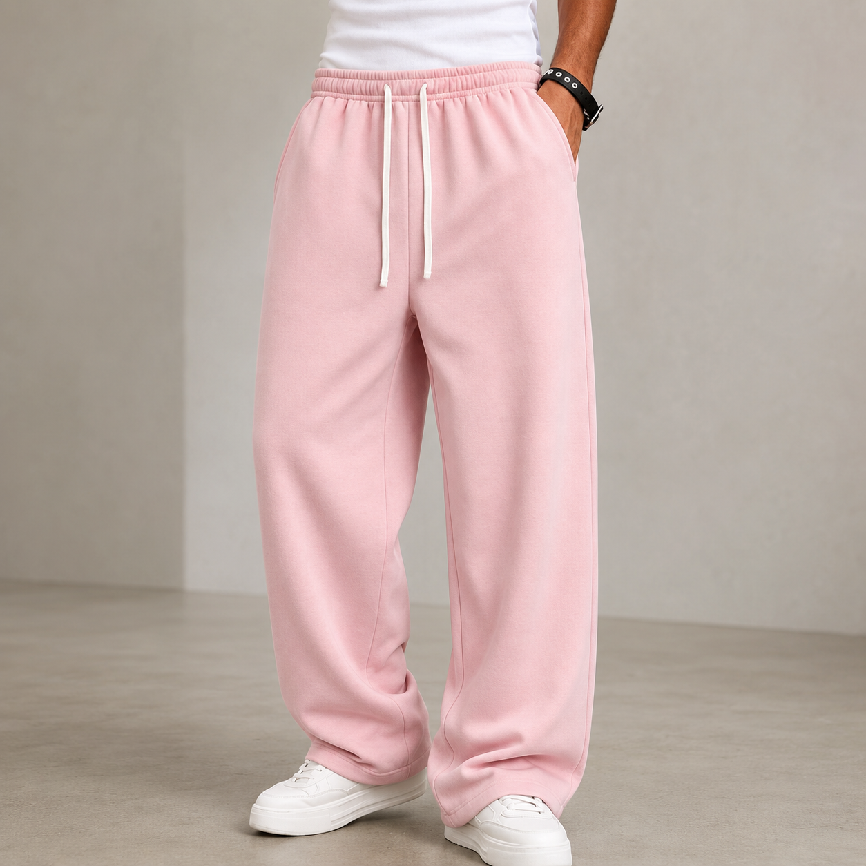Loose Fit Wide Length Sports Pants For Men