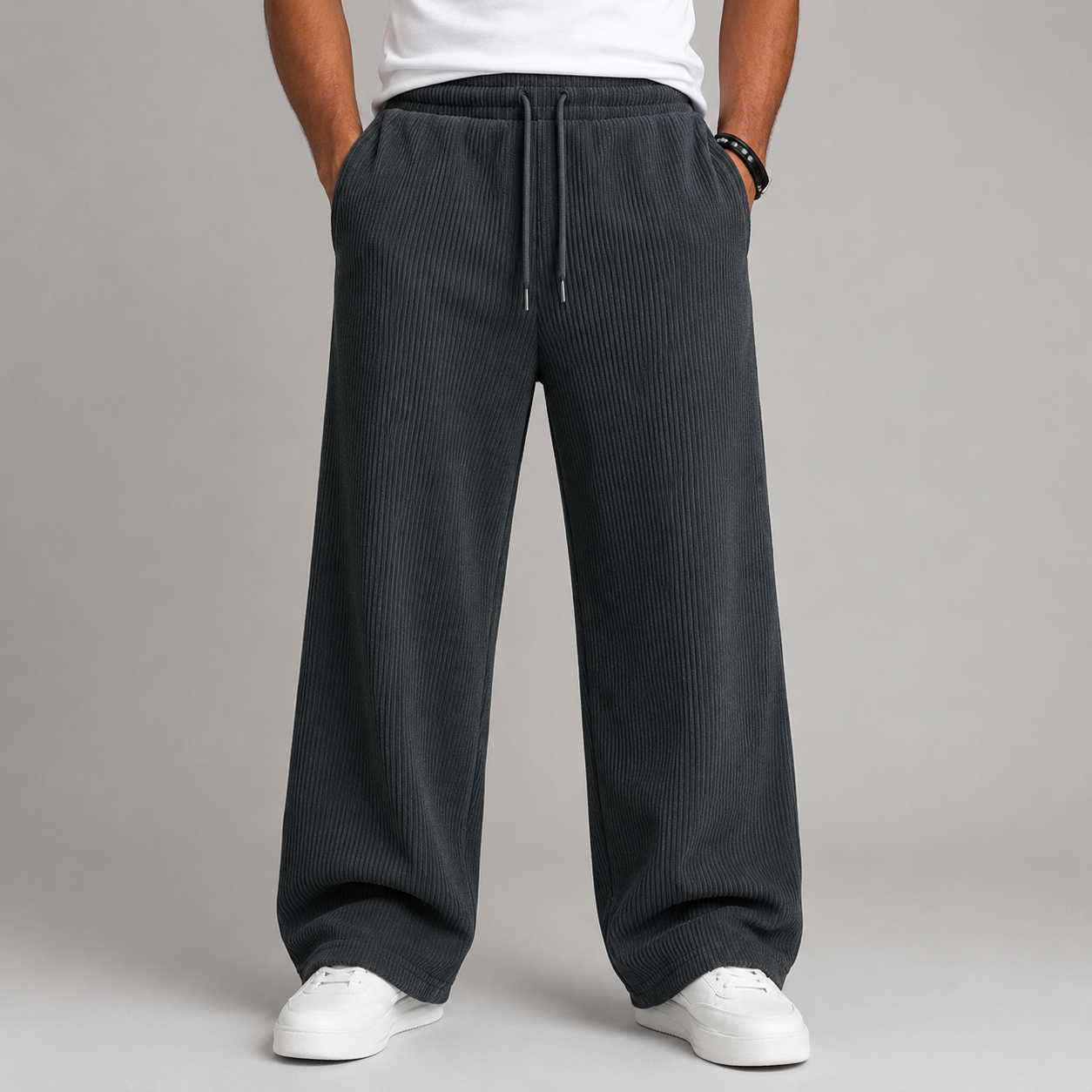 Loose Fit Wide Length Sports Pants For Men