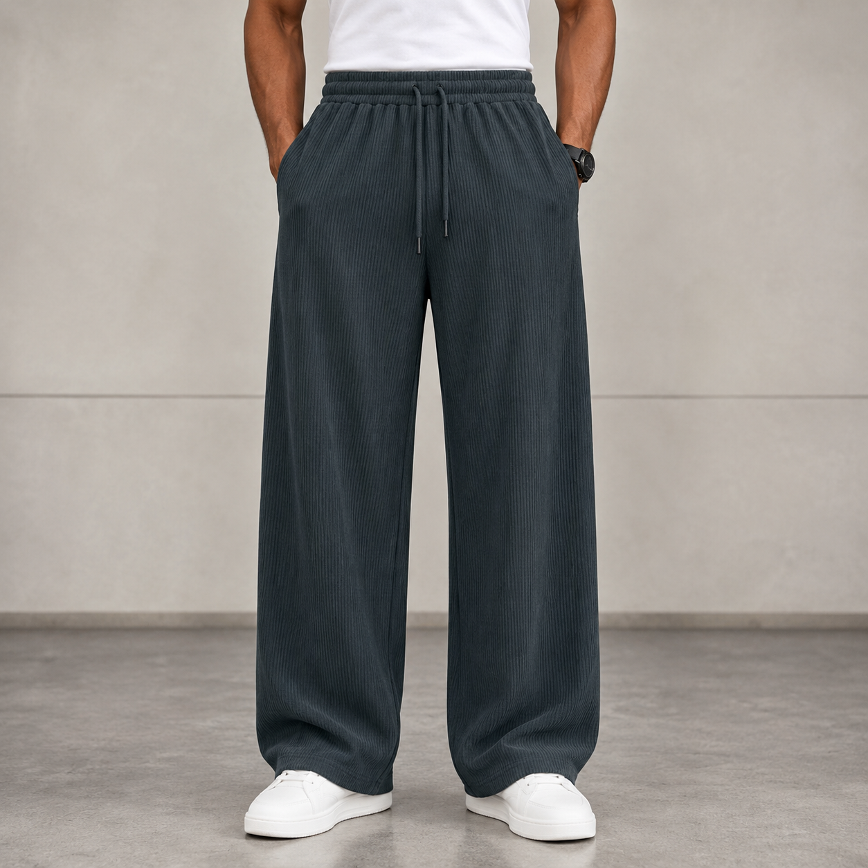 Loose Fit Wide Length Sports Pants For Men