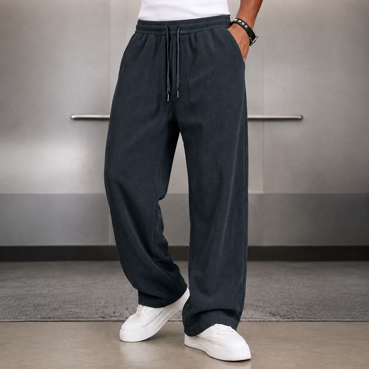 Loose Fit Wide Length Sports Pants For Men