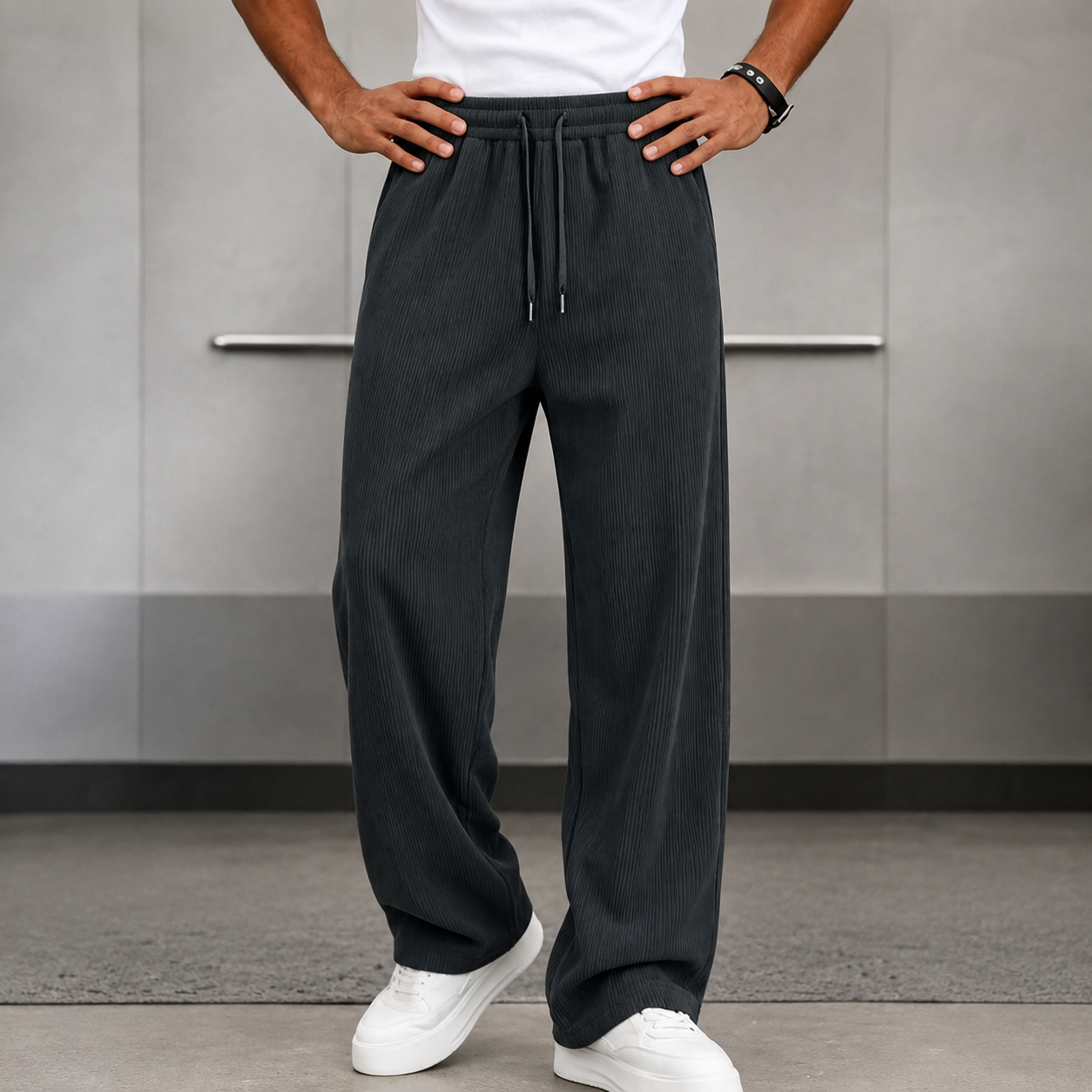 Loose Fit Wide Length Sports Pants For Men