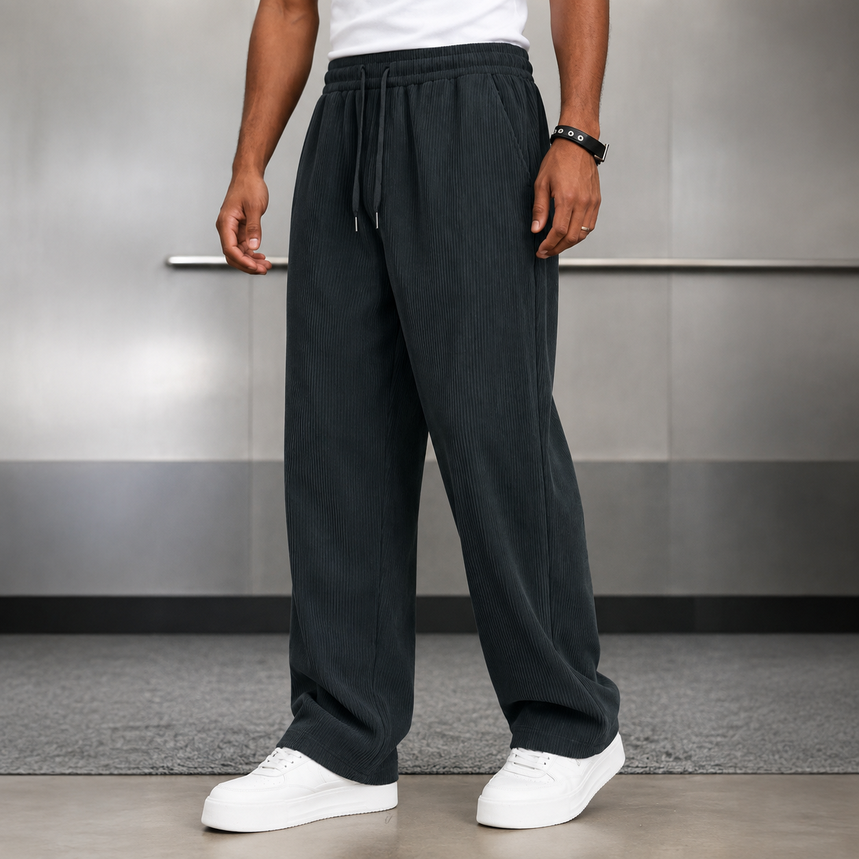 Loose Fit Wide Length Sports Pants For Men