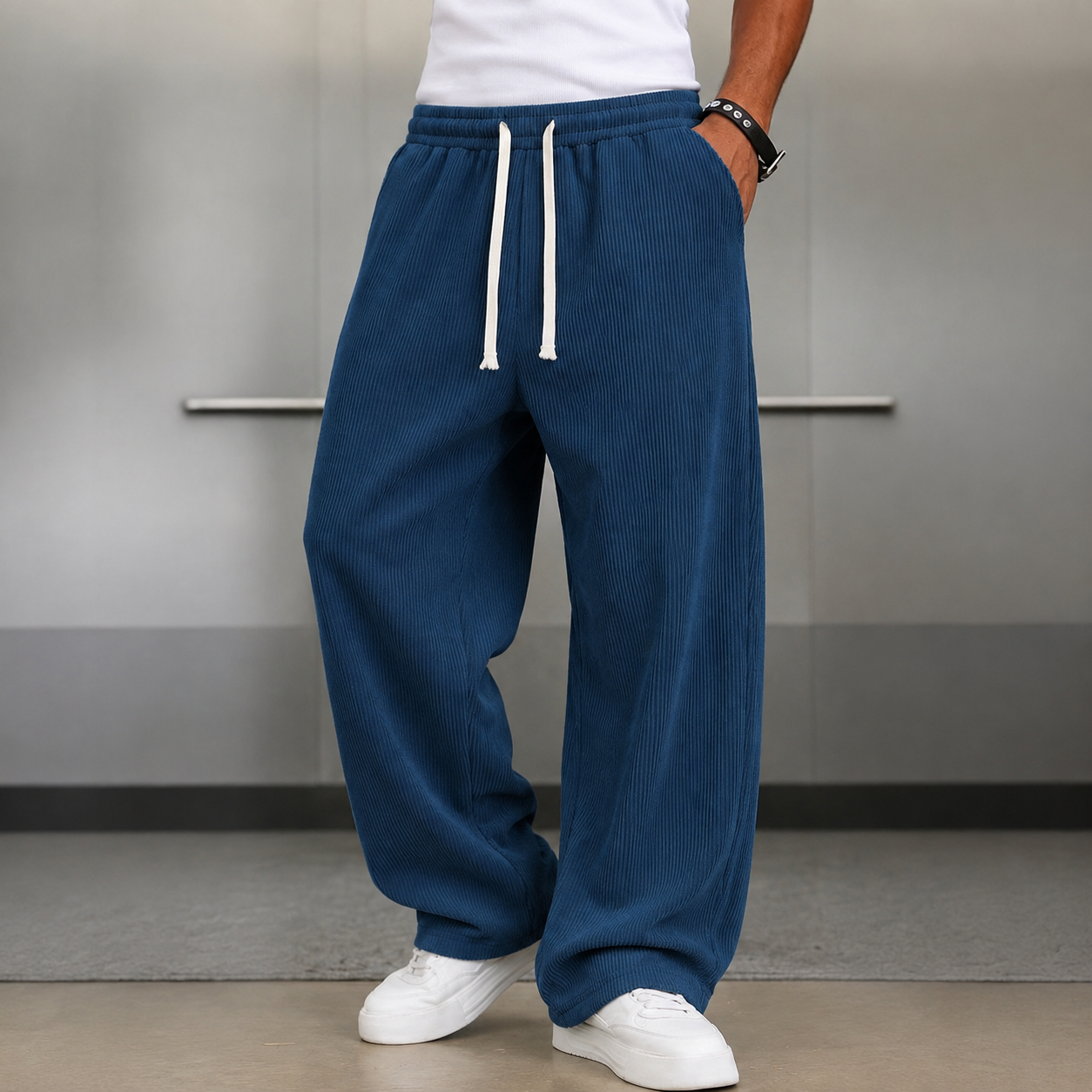Loose Fit Wide Length Sports Pants For Men