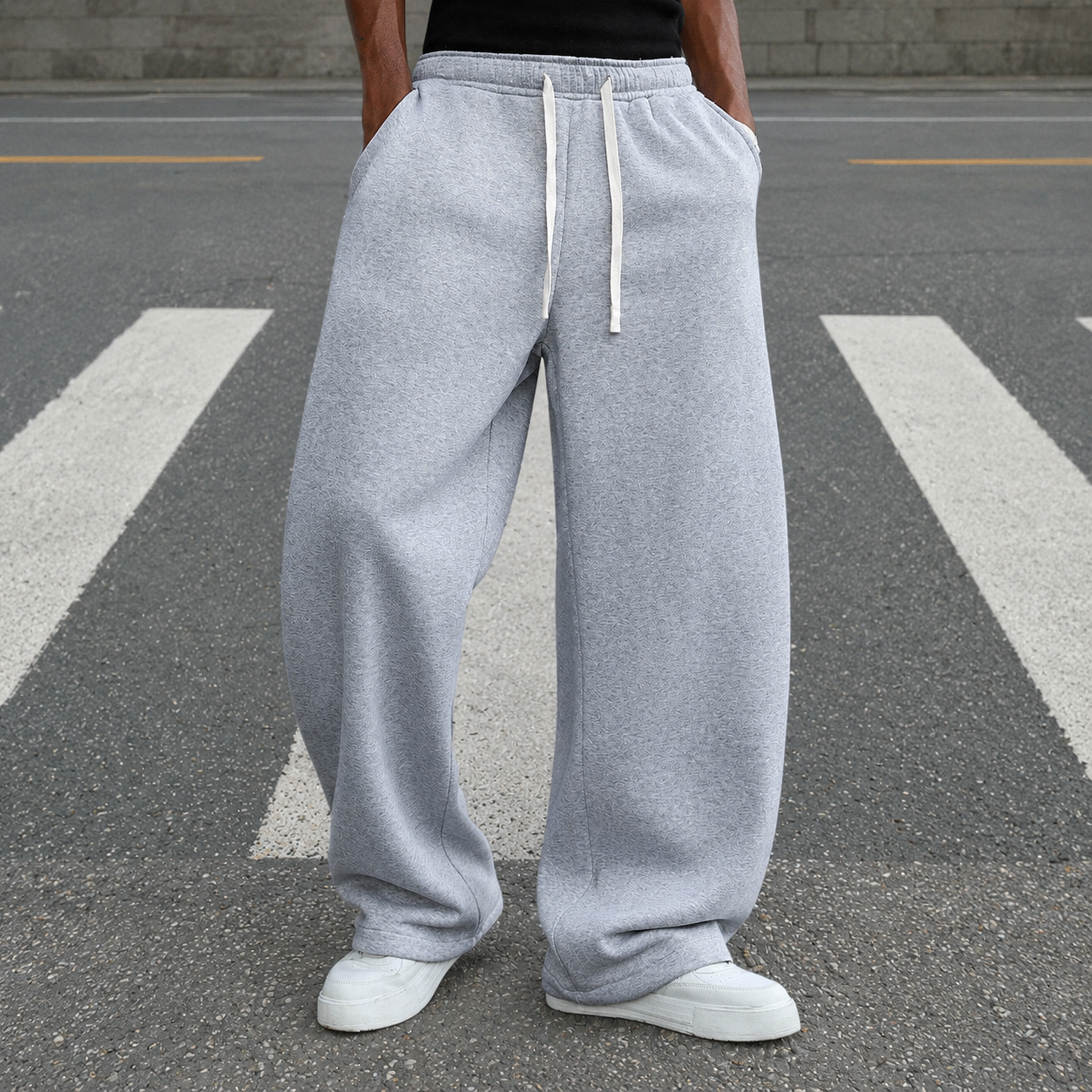 Casual Wide Loose Sports Pants With Drawstring For Men