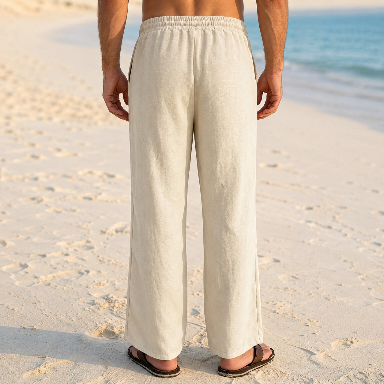 Casual Boho Vacation Pants With Drawstring For Men