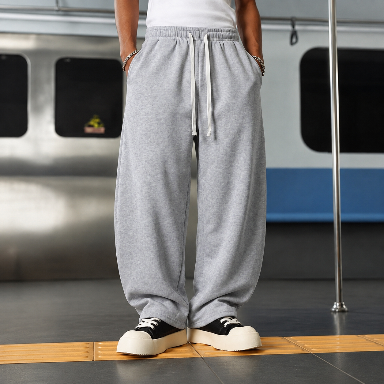 2 Pieces Loose Sports Sweatpants With Drawstring For Men
