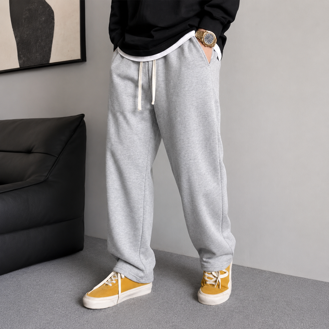 2 Pieces Loose Sports Sweatpants With Drawstring For Men
