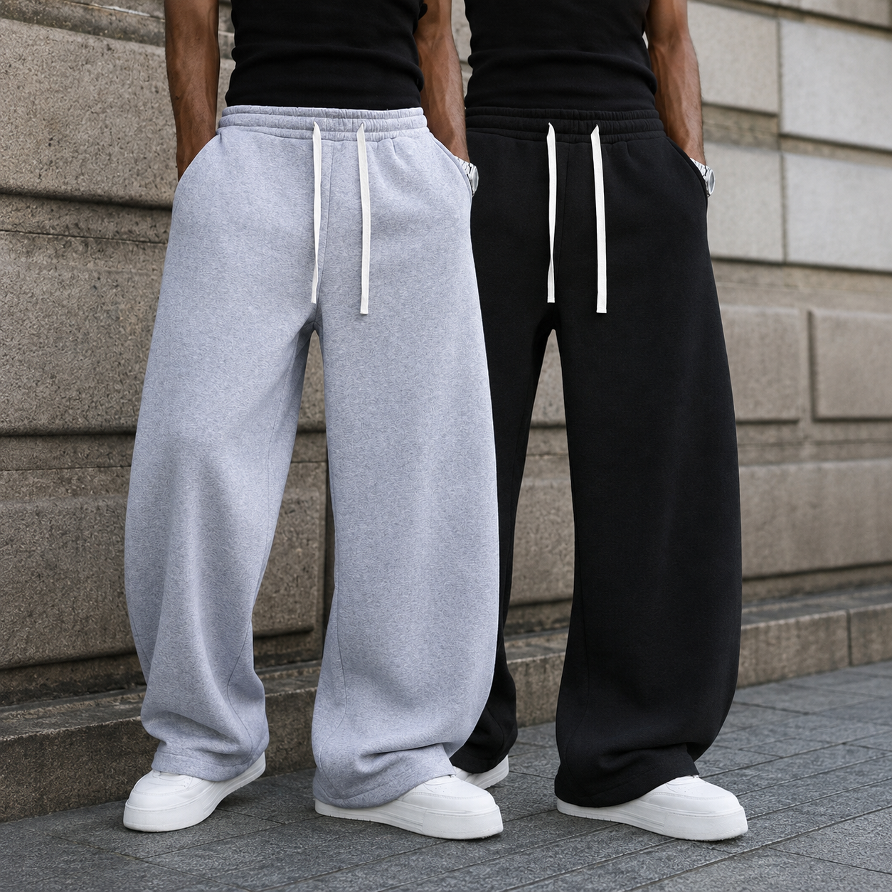 2 Pieces Loose Sports Sweatpants With Drawstring For Men