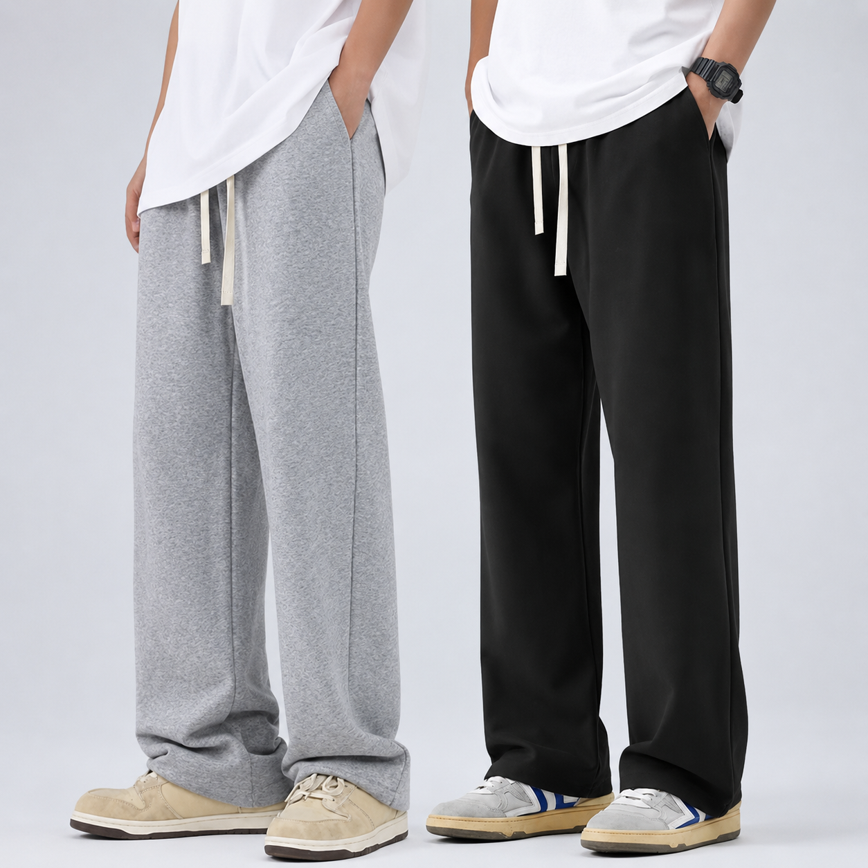 2 Pieces Loose Sports Sweatpants With Drawstring For Men