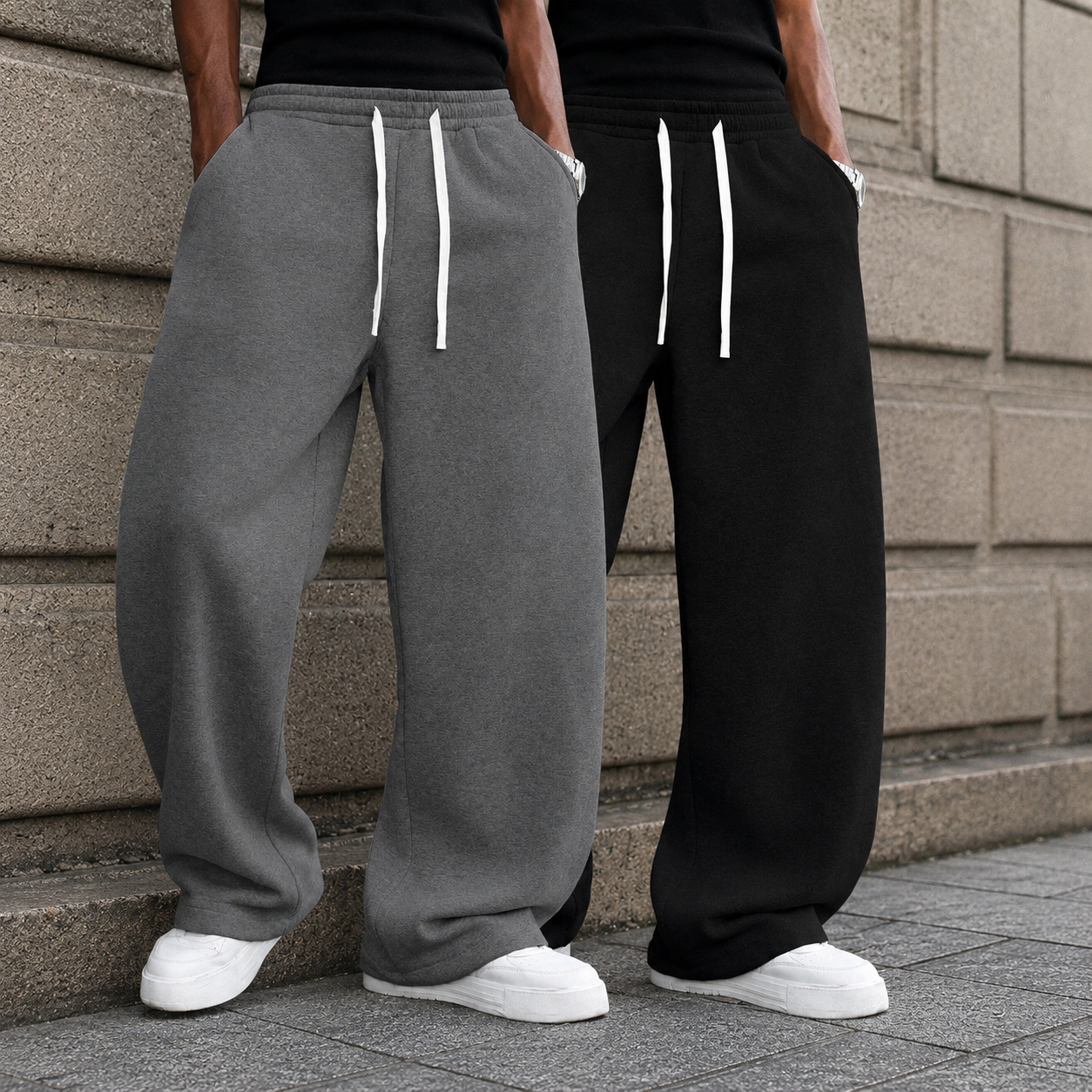 2 Pieces Loose Sports Sweatpants With Drawstring For Men