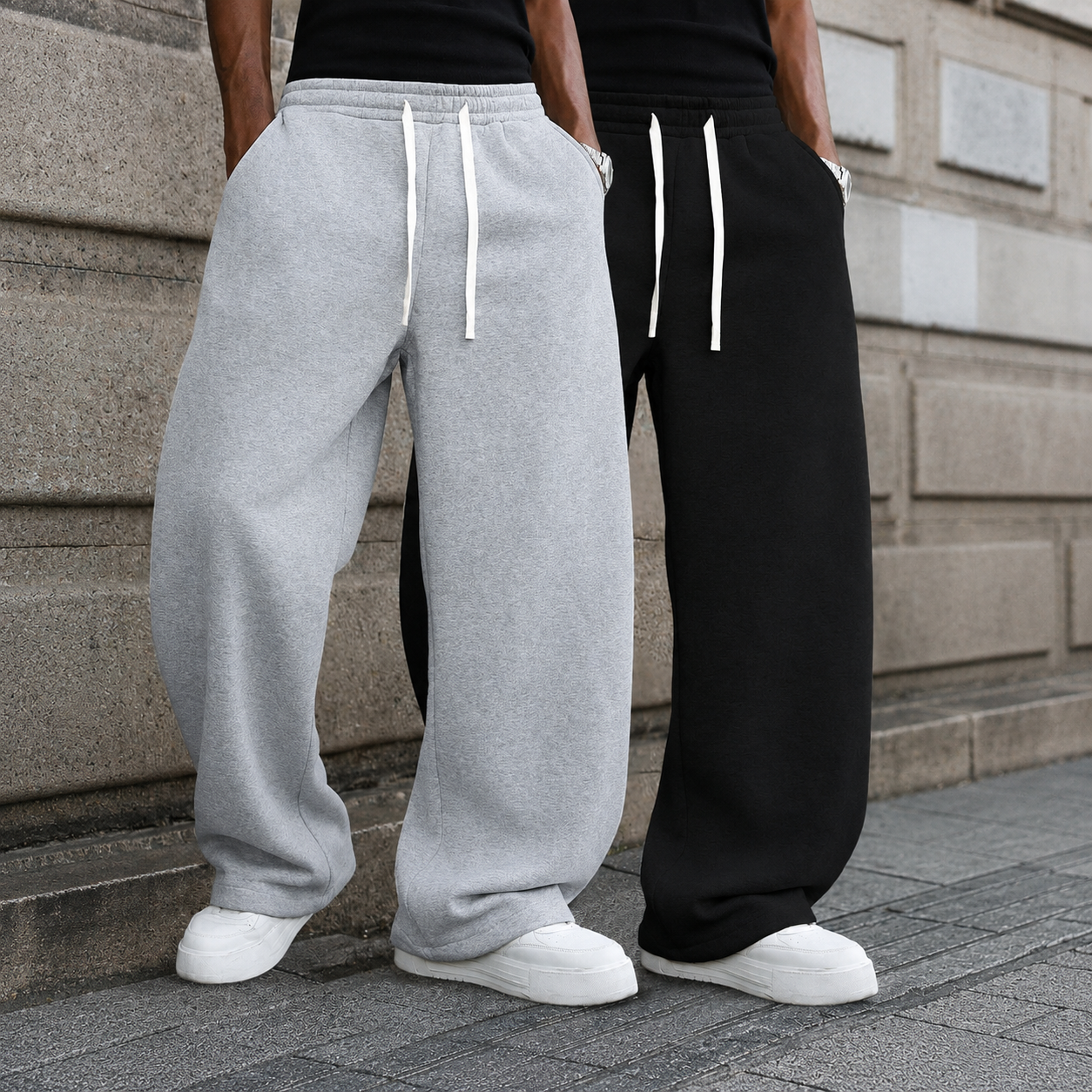 2 Pieces Loose Sports Sweatpants With Drawstring For Men